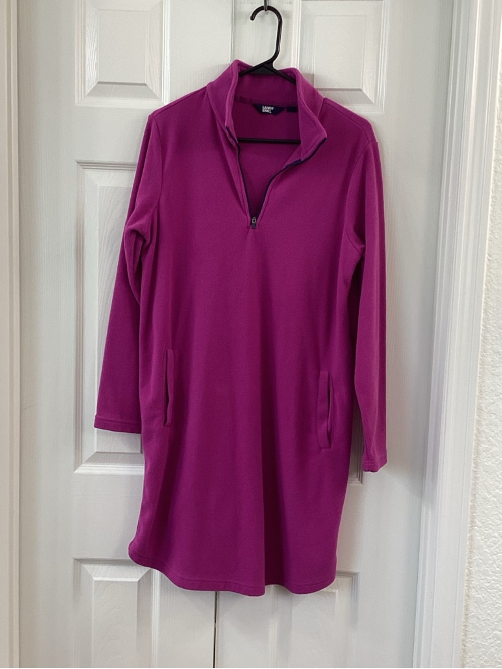 Lands' End Bright Magenta Quarter-Zip Fleece dress